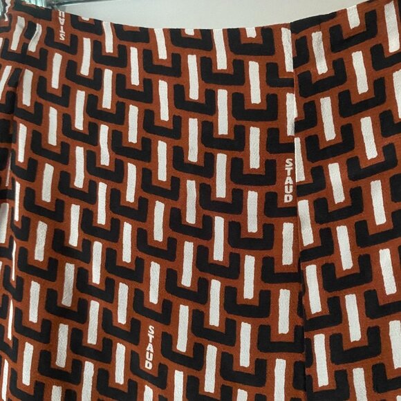 NWT Staud Bonita Pant Basket Weave Print Brown Size 16 - Picture 7 of 10